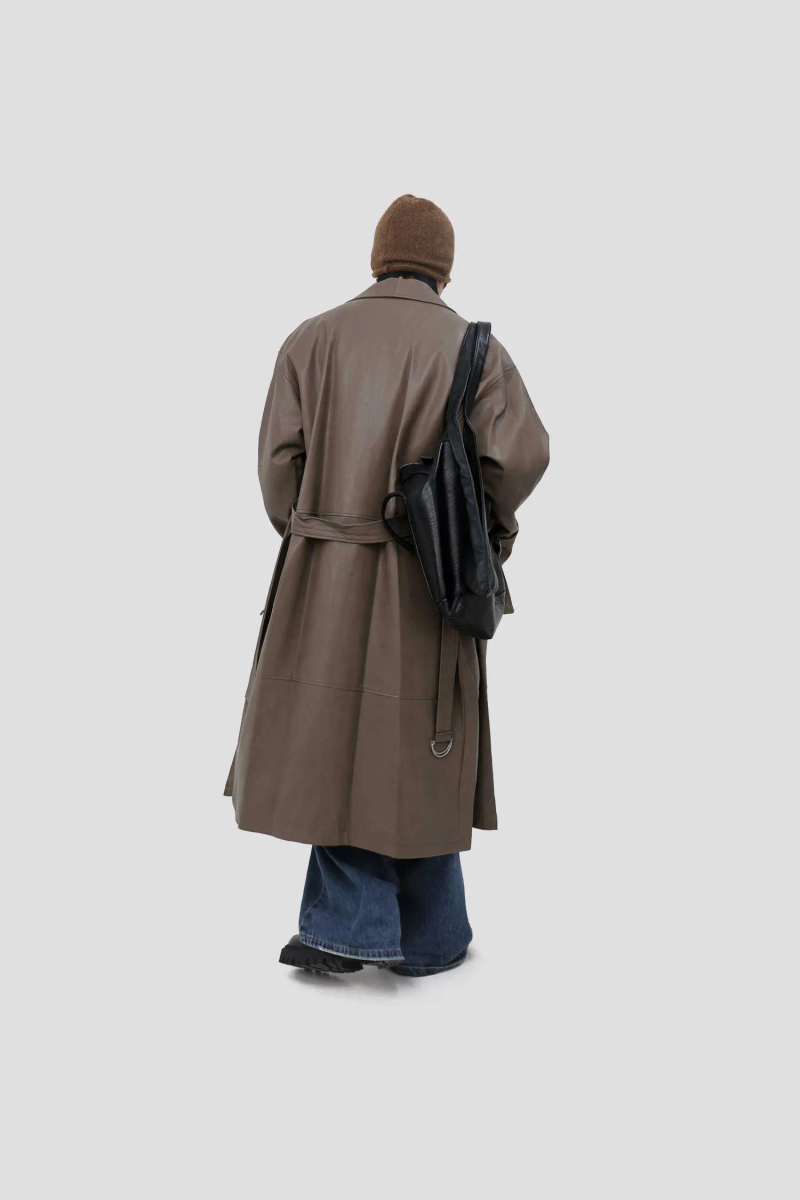 Men's Faux Mauroicardi Autumn Long Oversized Black Brown Soft Pu Leather Trench Coat Men Belt Single Breasted Designer_voghion.com