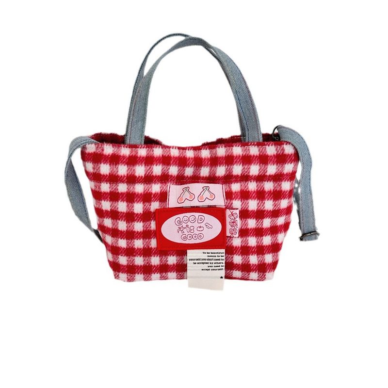 48141 Borsa a tracolla in lana scozzese stile Ins, versione coreana, per donna, 2024, nuova borsa a tracolla versatile alla moda per pendolari_voghion.com