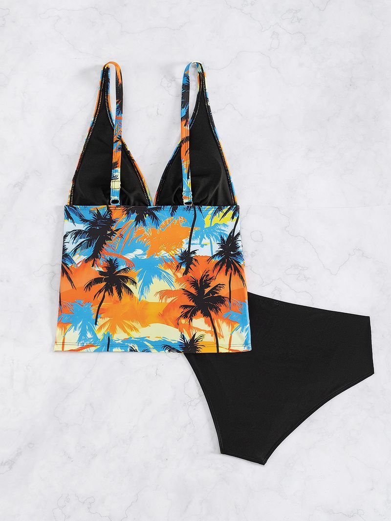 Costume da bagno intero con stampa a V profonda da donna_voghion.com