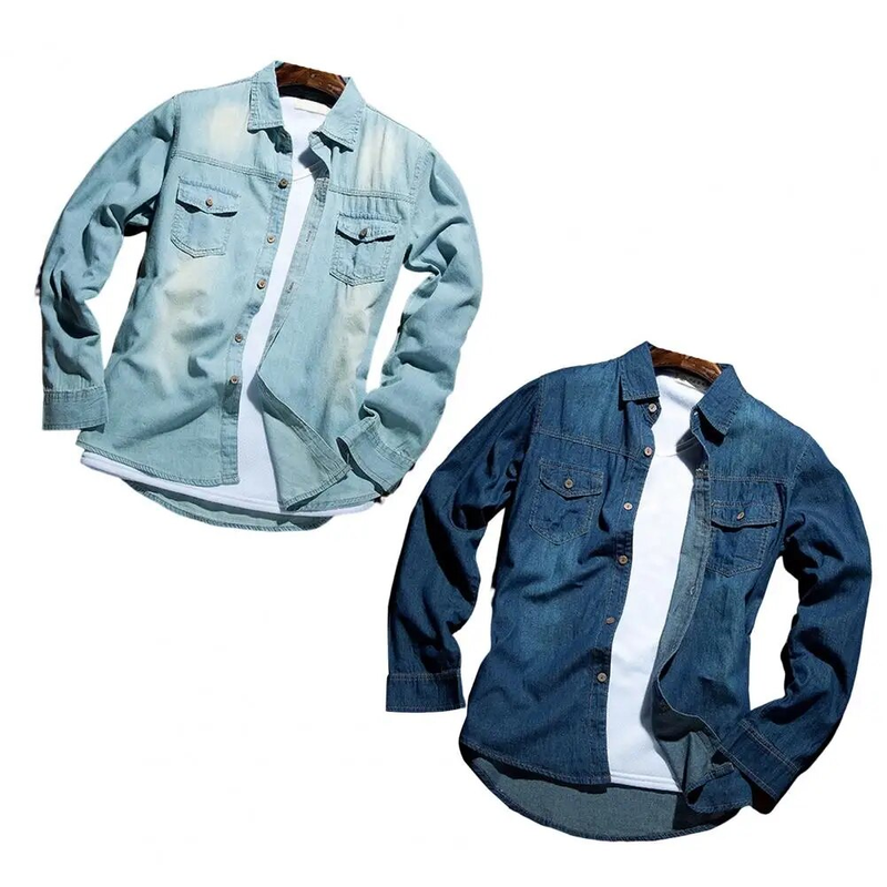 Trendy Knöpfe Match Hose Cardigan Herren Jeanshemd Mantel_voghion.com