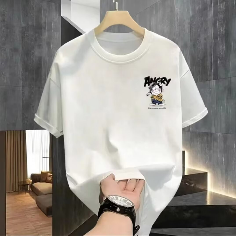 Damen Casual locker grouss Gréisst héichwäerteg Pullover mat kuerzen Äermel, ronnen Hals_voghion.com