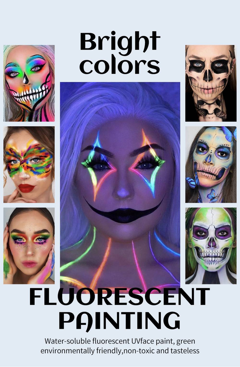 Helovīna krāsas krēma sejas acu ēnas Fluorescējoša, ātri žūstoša, ūdenī šķīstoša krāsas zīmulis_voghion.com
