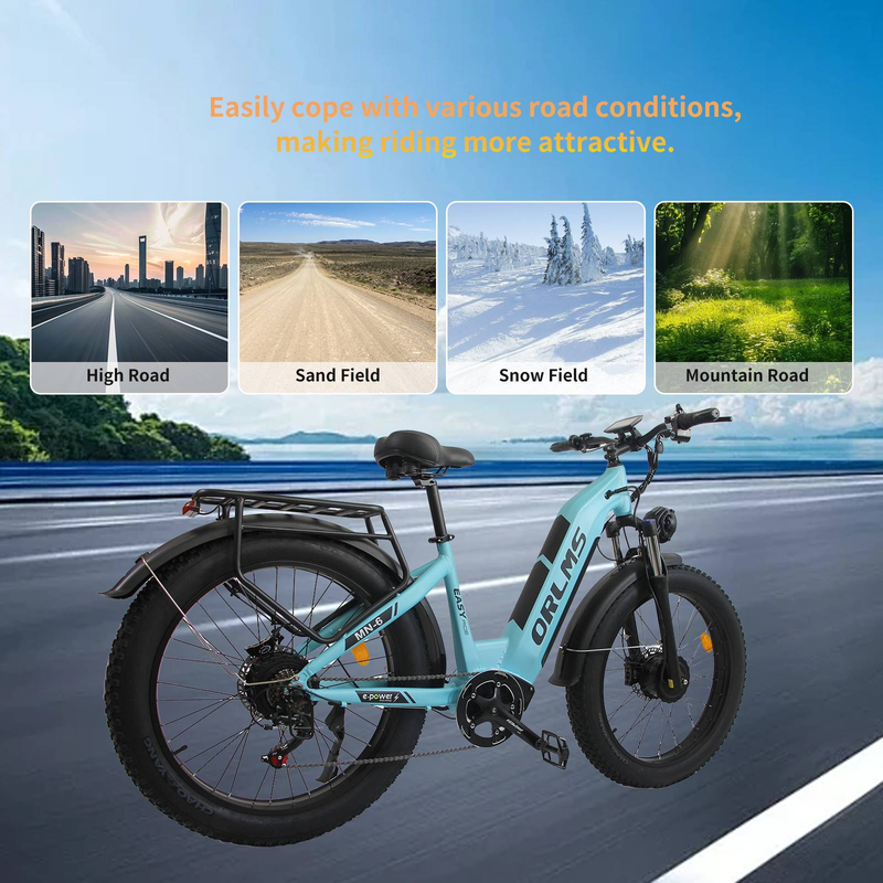 ORLMS MN-6 Duebelmotor Elektrovëlo 1000W*2W Motor 52V 23AH Batterie City Snow E-Vëlo 26 Zoll Pneuen Elektrovëlo fir Erwuessener_voghion.com