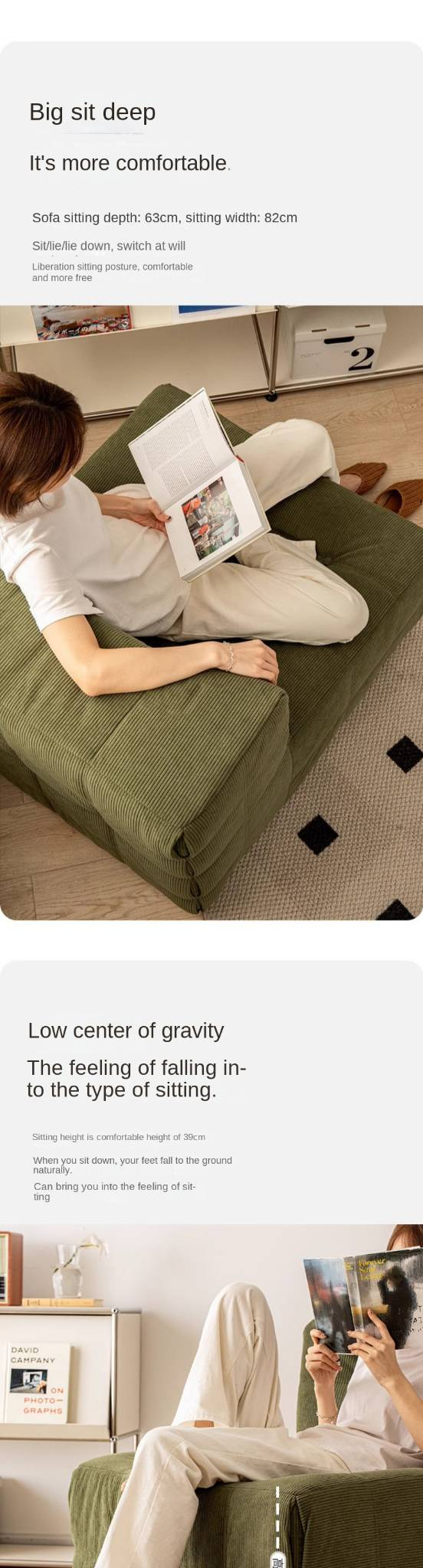 Canapé simple à compression avec cadre en éponge et tissu velours côtelé 2032-1_voghion.com