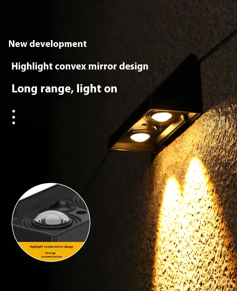 Applique murale solaire étanche IP54 – Lampe solaire d'extérieur à LED pour murs de jardin, décoration de clôture, éclairage de façade de villa, angle réglable_voghion.com
