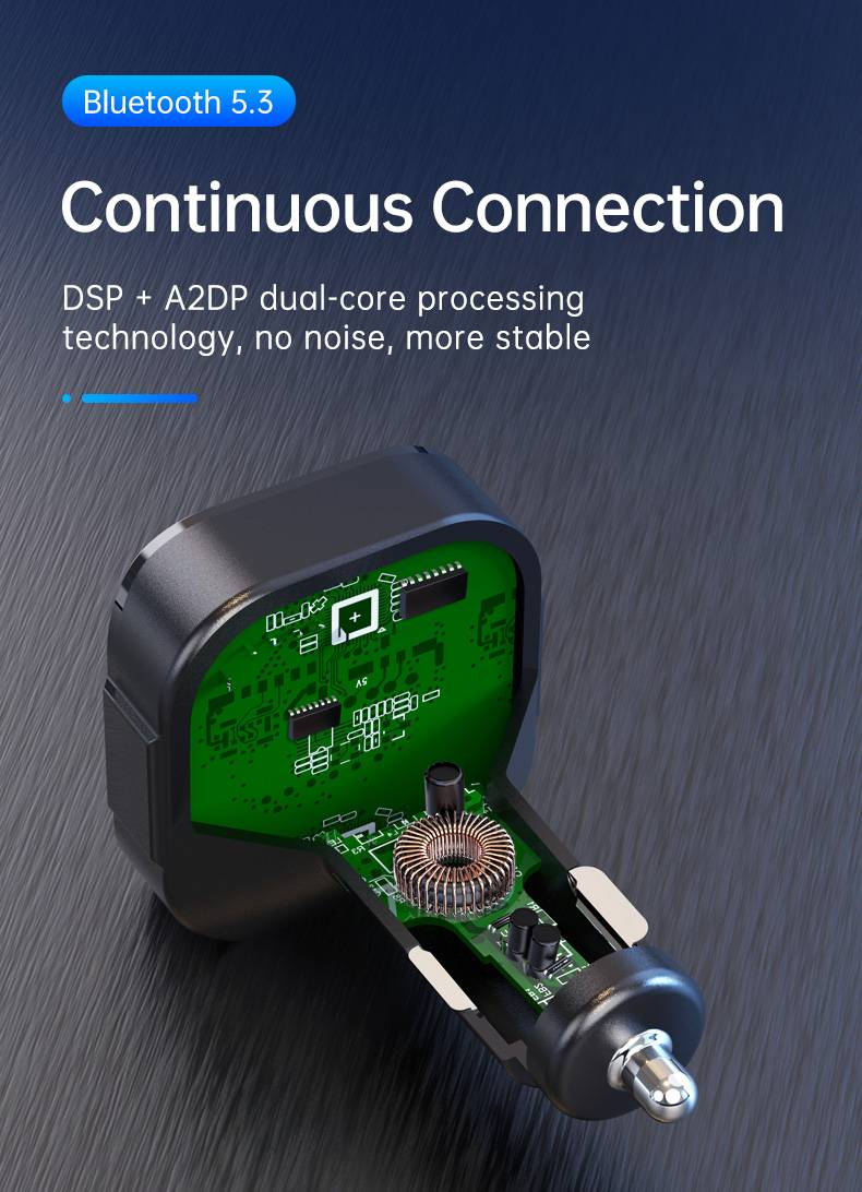 Adattatore Bluetooth per auto BC47 - Ricarica rapida, cancellazione del rumore CVC, compatibilità universale_voghion.com
