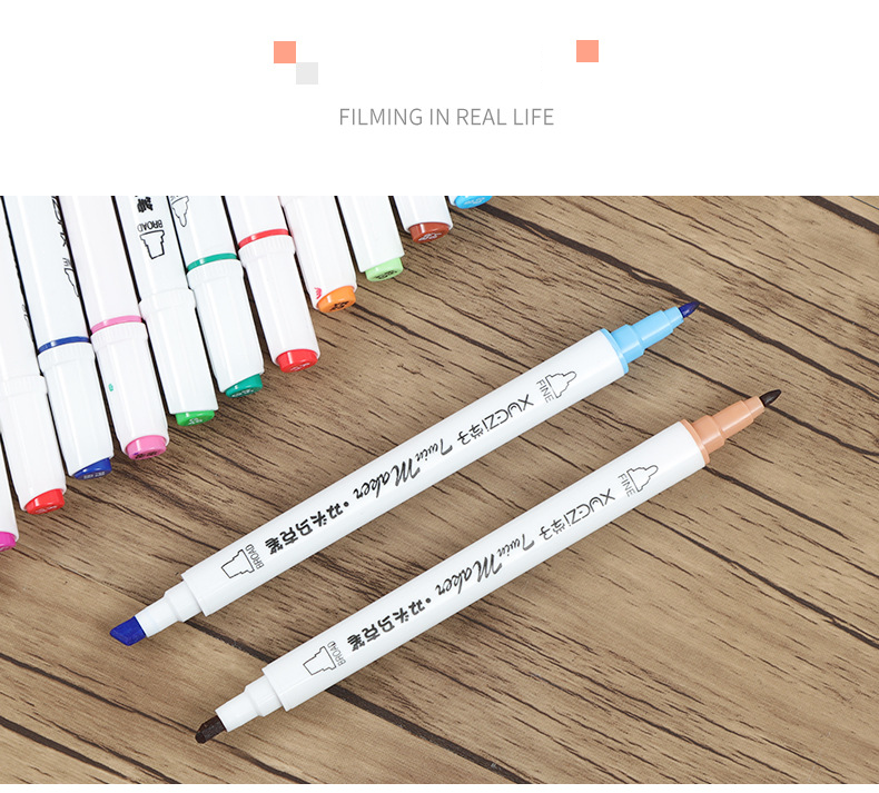 Dake 48-Color Dual-Tip Markers Set, 36 Oil-Based Fine & Broad Tip Art Markers For Students & Artists, Vibrant Colors, Waterproof, White Case_voghion.com