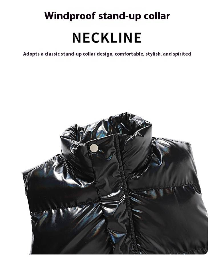 Herren Wintermode Weste Stehkragen Slim Fit Leichte Freizeitjacke ohne Ärmel für Jugendliche (Silbergrau, Schwarz)_voghion.com