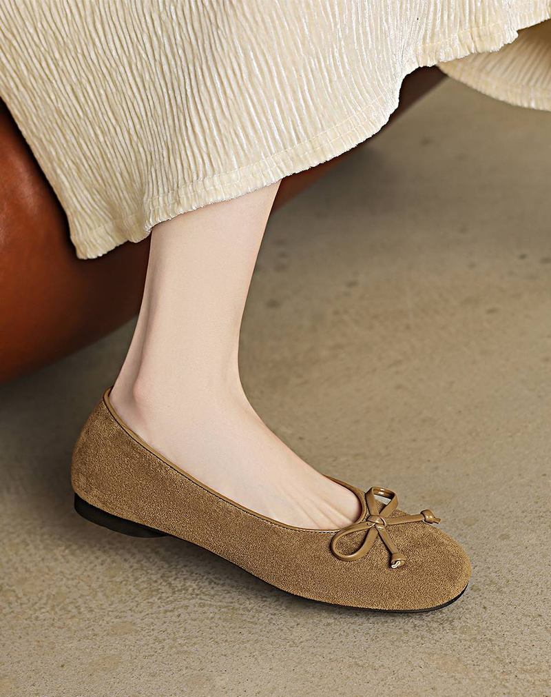 【Soft Sole And Soft Upper】Cameido Delicate Flat Single Shoes For Women, Autumn Bow Shallow Round Toe Ballet Shoes_voghion.com