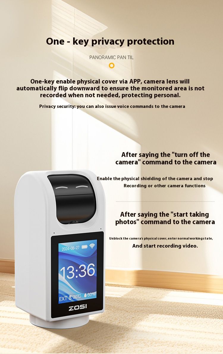 Wireless WiFi Indoor Security Camera With 360° Pan-Tilt, Night Vision, Two-Way Audio, Motion Detection & Remote Monitoring_voghion.com