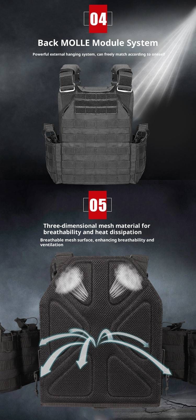 Tactical Vest With Quick-Release System – Military & Airsoft Molle Plate Carrier, Adjustable For Outdoor Training & Combat Simulation_voghion.com