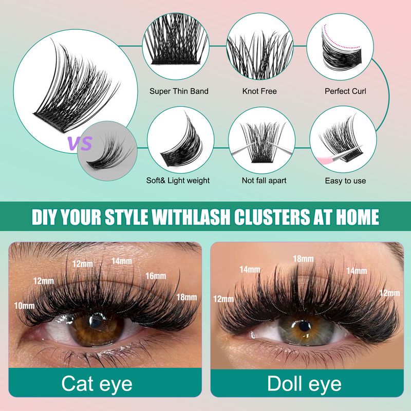 DIY Single Tuft Of Loose False Eyelashes, Naturally Thick And Mixed With Segmented 10-16mm Eyelashes_voghion.com