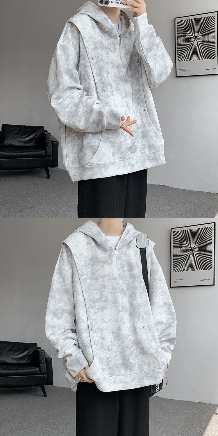 Giacca versatile da uomo con design tie-dye spesso, ampia giacca primaverile e autunnale, felpa con cappuccio in stile americano alla moda per uomo_voghion.com