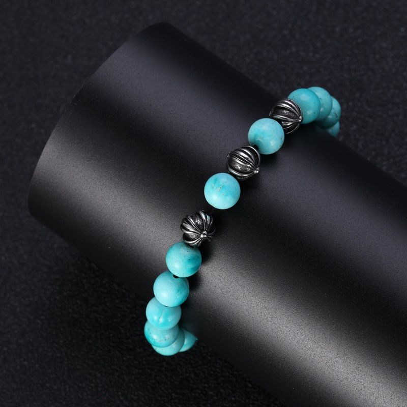 Men's Jewelry Stainless Steel Cross Flower With Turquoise Bracelet Jewelry Men's Niche Women's Jewelry_voghion.com