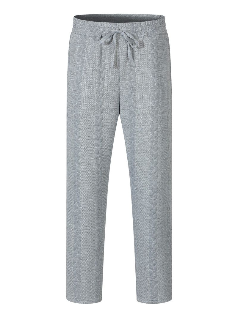 Men's Retro Casual Jogger Pants With Drawstring Waist, Solid Color & Jacquard Design, Comfortable Stretch Fabric For Outdoor & Daily Wear_voghion.com