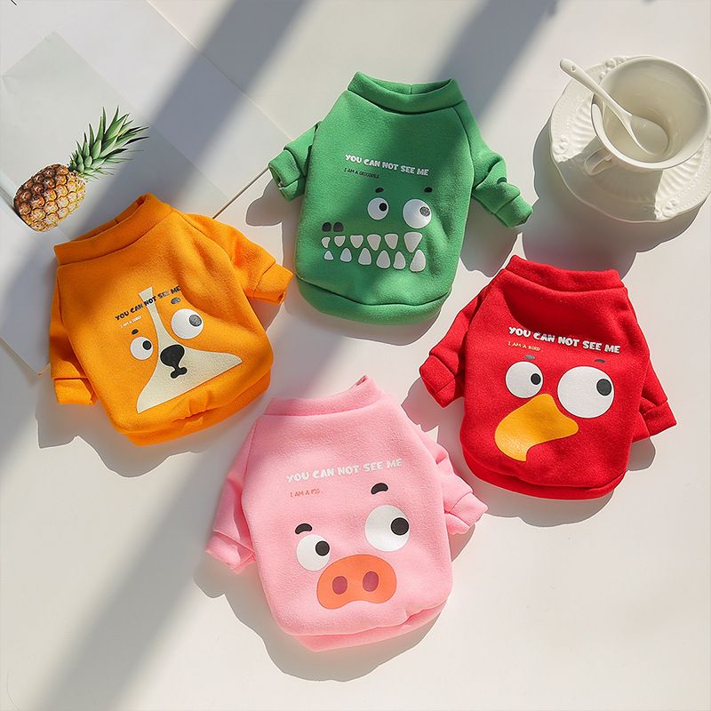 Felpa con cappuccio a due zampe per animali domestici, primavera, autunno e inverno, per cani e gatti, calda e calda, con stampa di cartoni animati, Teddy Bichon_voghion.com