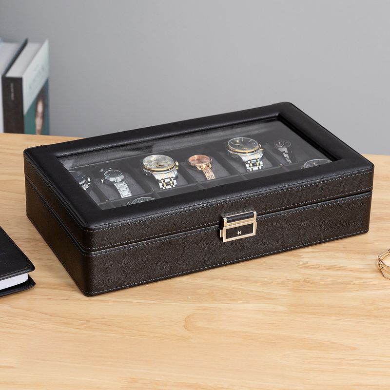 Black Green New Lychee Pattern High End Watch Box 3 Bit 6 Bit 12 Bit Double Layer Watch Jewelry Storage Box_voghion.com
