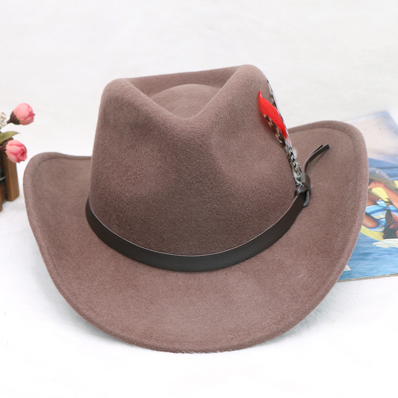 Tibetansk ull cowboyhatt vestlig gentleman filthatt jazzhatt herre vinterhatt_voghion.com