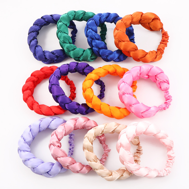 Multi Color Satijnen Twist Gevlochten Haarelastiekjes En Haarringen Voor Dames_voghion.com