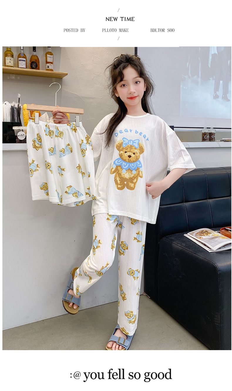 Pyjamas Kinder Sommer Klasse A Modal Kinderhaus Kleidung Anzug Kinder und Mädchen Pyjamas Damen Sommer_voghion.com
