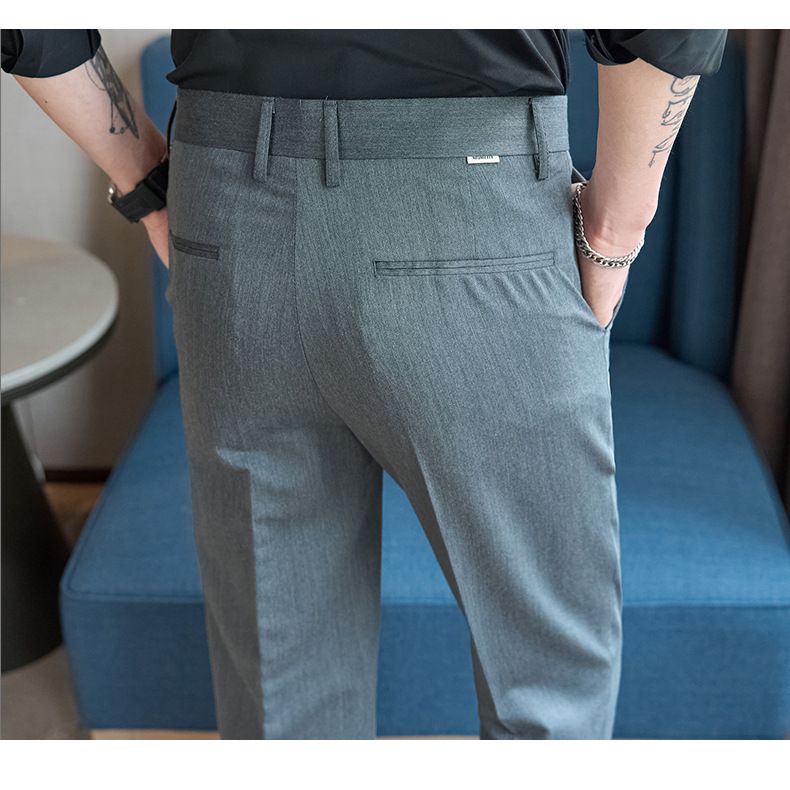 Summer new casual Korean version of youth simple nine-point slim-fitting small straight men's pants_voghion.com