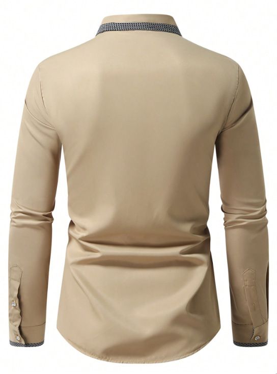 Camicia da uomo slim casual business alla moda, a maniche lunghe, con colori coordinati, nuova moda da strada_voghion.com