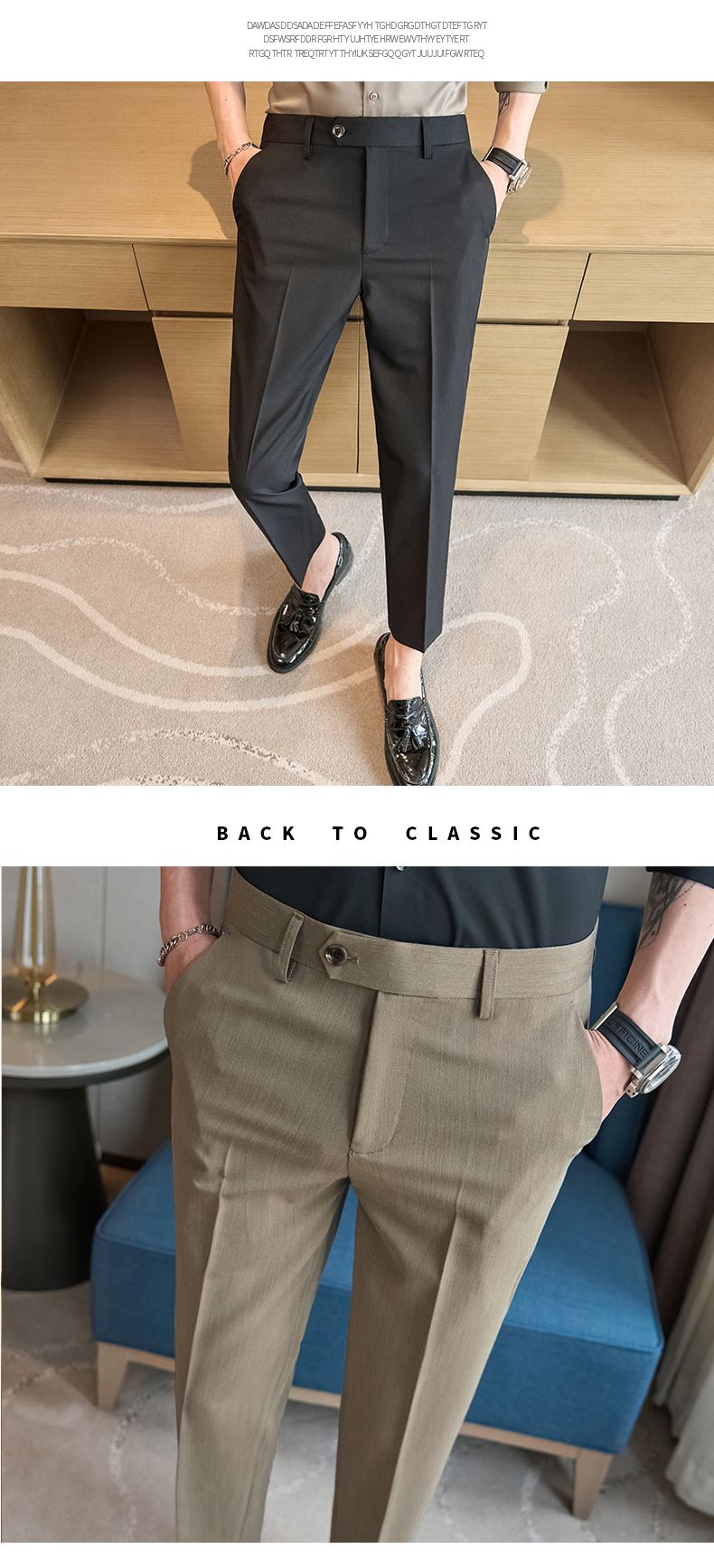 Summer new casual Korean version of youth simple nine-point slim-fitting small straight men's pants_voghion.com