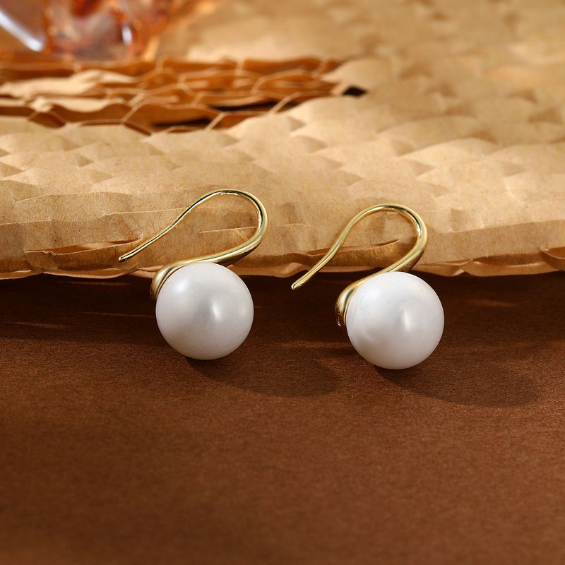 High grade earrings, geometric creative pearl ear hooks, temperament high heels, pearl earrings, simple niche design ear hooks_voghion.com