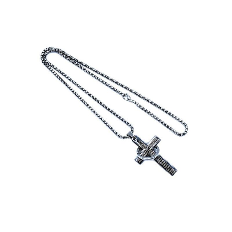 Trendy Cross Necklace For Men, Simple And Versatile Hip-Hop Disco Non-Fading Personalized Pendant Accessory_voghion.com