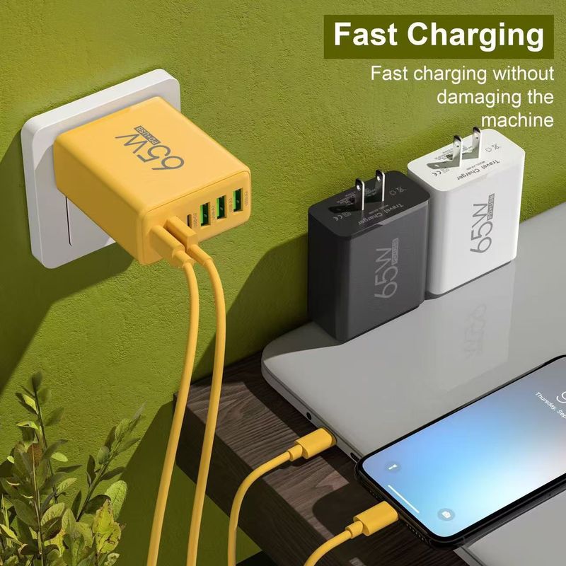 65W 6-Port Fast Charger With Dual PD Type-C & 4 USB Ports – Universal GaN Wall Charger For IPhone, Samsung, IPad, Laptops (US/EU/UK Plug Options)_voghion.com