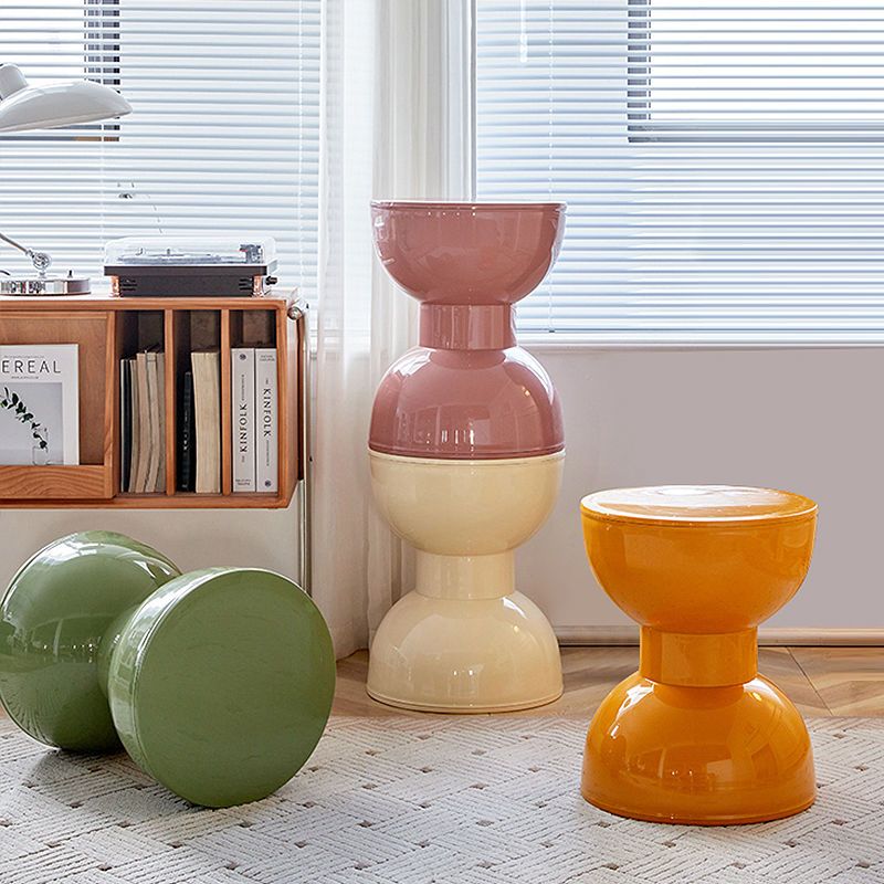 Mesa de centro nórdica de plástico color crema para comedor, sala de estar, pequeña y creativa, redonda, para entrada, cambiador de zapatos_voghion.com