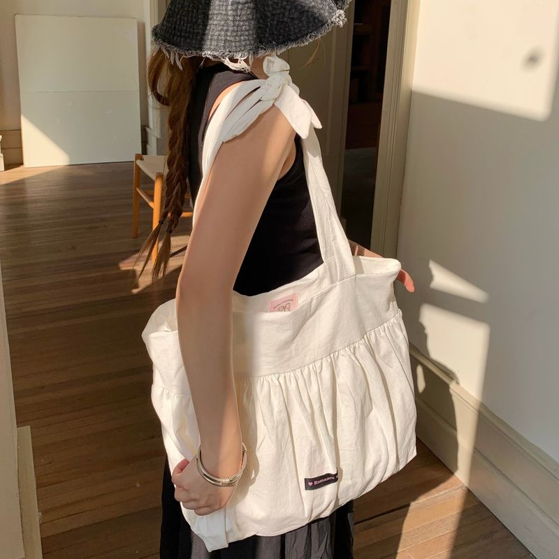 Bolso de mano de lona coreana con textura de gran capacidad y estilo dulce de la misma hermana vecina._voghion.com