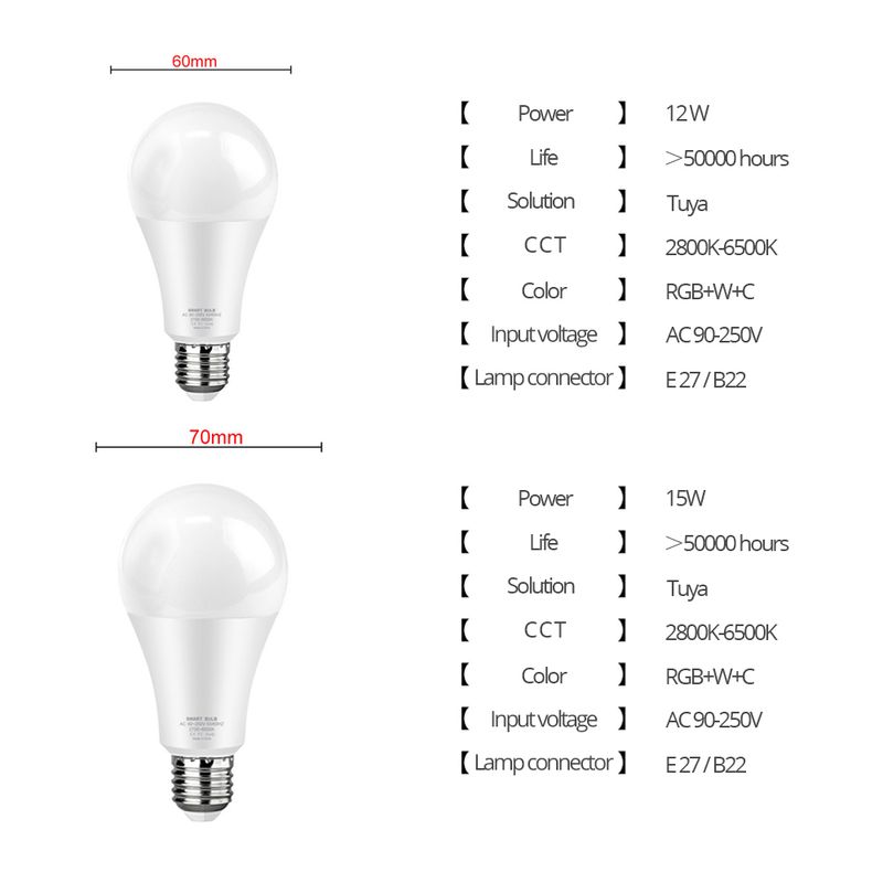 WiFi Smart Home Glühbirne, E27 RGB LED Lampe dimmbar mit Smart Life APP, Sprachsteuerung für Google Home, Alexa_voghion.com