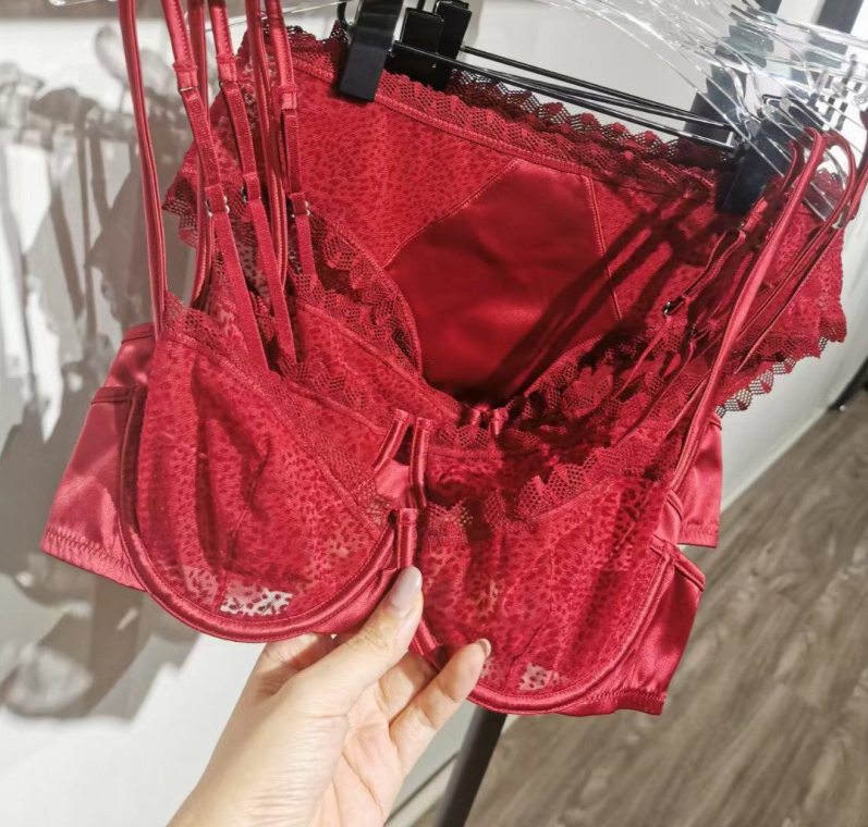 Abbigliamento da donna Sexy reggiseno a rete ultrasottile affollato stampa leopardata prospettiva tentazione biancheria intima da donna grande petto mostra piccolo reggiseno push-up_voghion.com