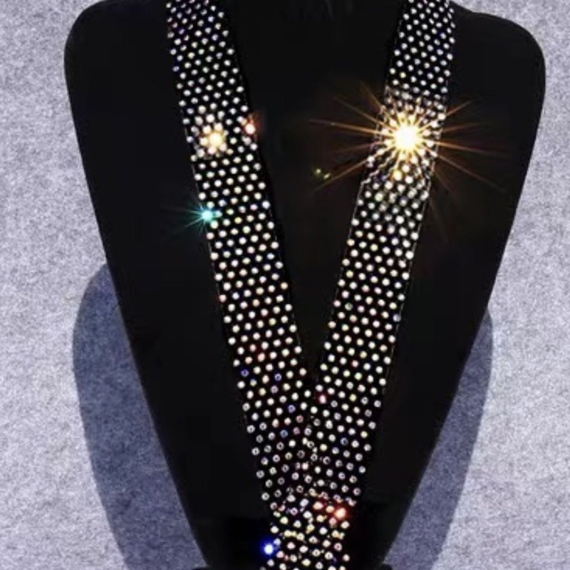 Mode alles met heldere diamanten ketting dames trend halsketting taille ketting netwerk rode nek lint dansvoorstelling strass stropdas_voghion.com