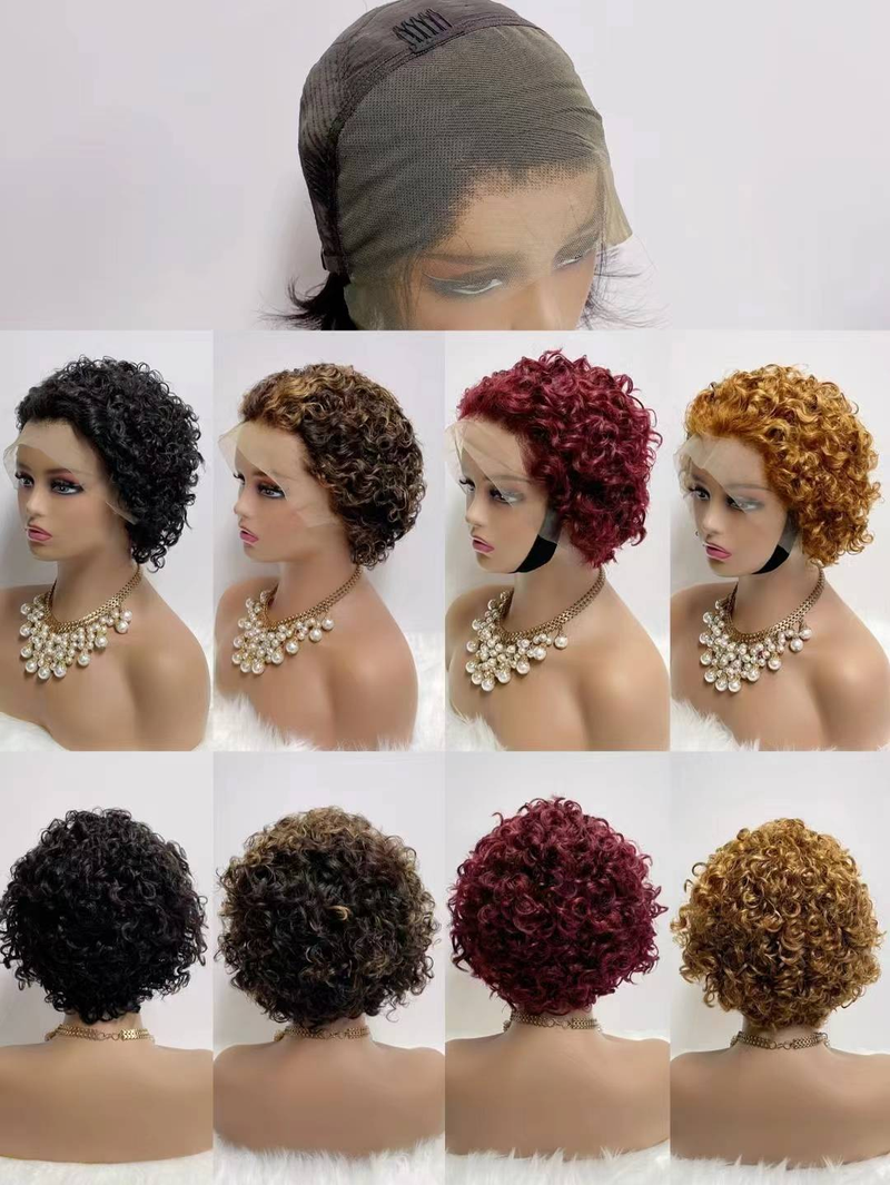 Parrucche corte ricce al 100% per capelli umani perruque taglio pixie 13X4 parrucche trasparenti in pizzo per le donne Vendita CALDA_voghion.com