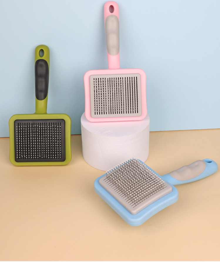 Pet comb, steel needle comb, automatic hair removal comb, cat and dog self-cleaning comb, massage to remove floating hair, one click hair removal comb_voghion.com
