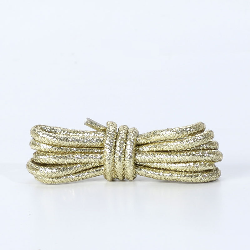 Accessori per scarpe lacci rotondi dorati, scarpe bianche personalizzate da uomo e da donna in oro rosa lucido, scarpe sportive_voghion.com