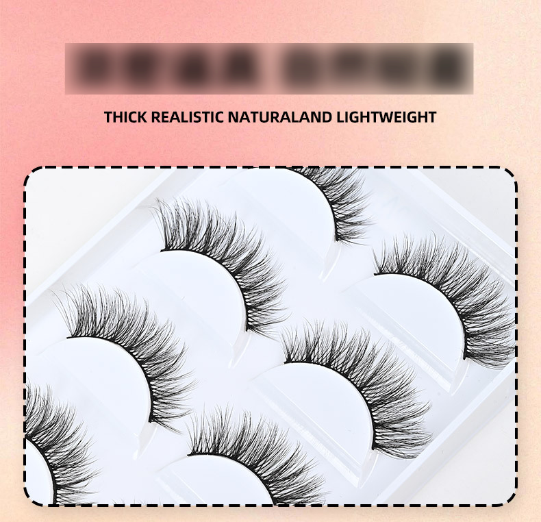 5 Pairs Handmade False Eyelashes - Thick & Curly 3D Lashes (European & American Style, One Piece Design)_voghion.com