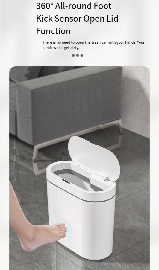 Papelera de inducción totalmente automática para el hogar, sala de estar, dormitorio, baño, espacio, papelera inteligente_voghion.com