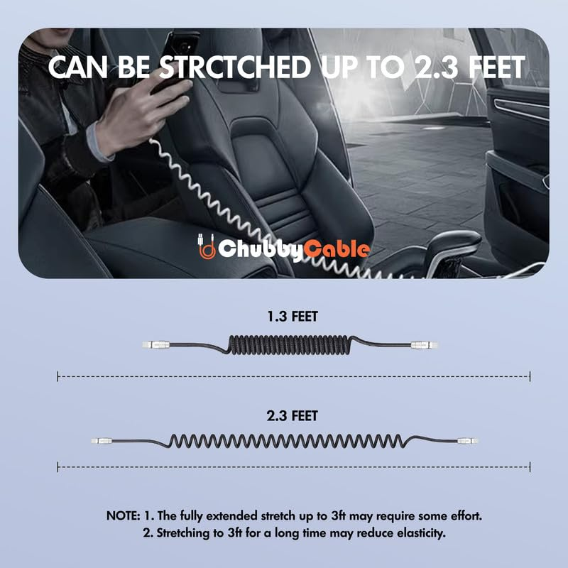 Retractable Fast Charging Cable Coiled Charger Cord For Car Durable USB-C Cable For Phones, Tablets And More, Pink, USB-A To Type-C_voghion.com