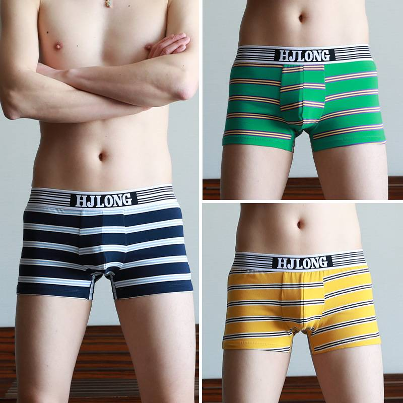 Men's Underwear Striped Cotton Middle Waist Trendy Men Explosive Style Men's Breathable Boxer Pants_voghion.com