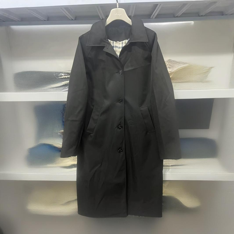 Dameskleding Elegante trenchcoat met enkele rij knopen voor dames - Lange stijlvolle overjas met kraag, klassiek, perfect voor kantoor en vrijetijdskleding_voghion.com