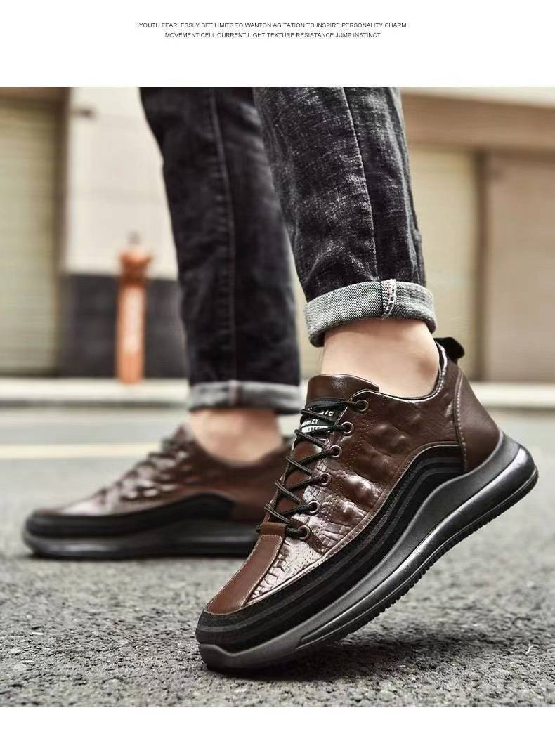 Scarpe sportive casual da uomo autunnali e invernali con suola spessa e motivo coccodrillo in stile britannico_voghion.com