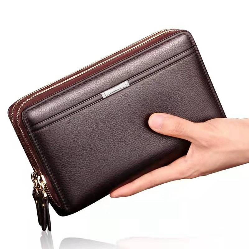 Herrentaschen, mehrere Kartenfächer, Herren-Clutch, Doppelreißverschluss, große Kapazität, Herren-Business-Clutch, Herren-Kartenhalter mit Clip_voghion.com