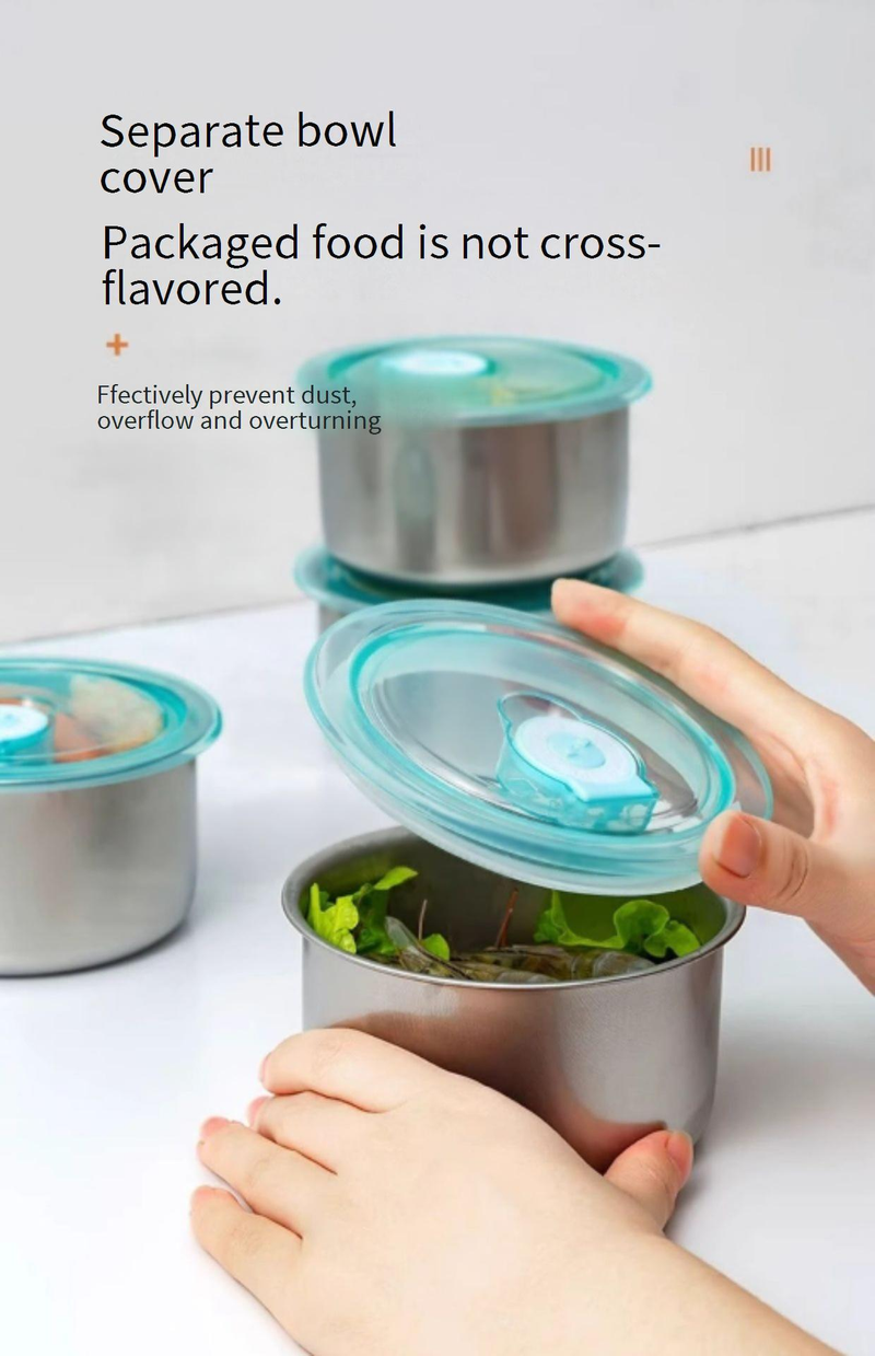 Contenitore per alimenti rotondo in acciaio inox con coperchio - Ermetico, adatto al microonde, portapranzo portatile per ufficio, picnic e preparazione pasti (confezione da 1)_voghion.com