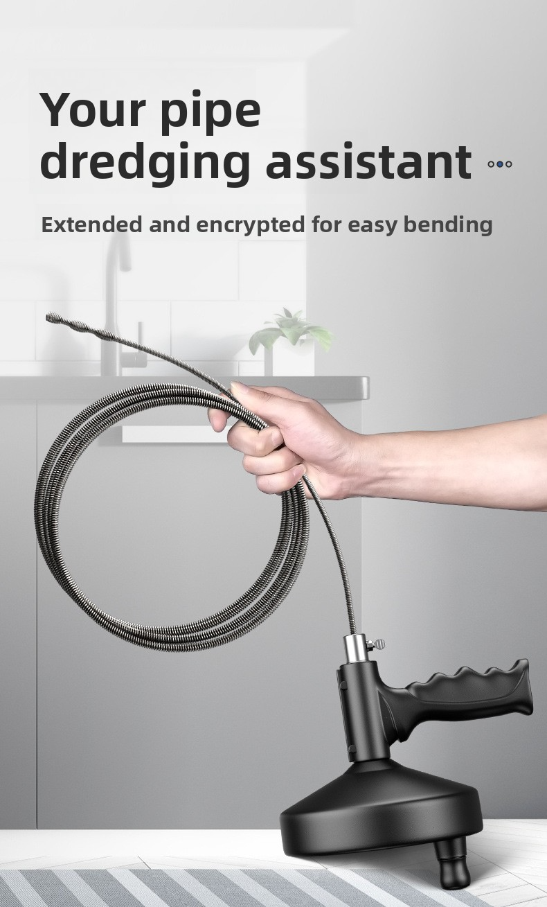 Manual Toilet Drain Snake - 5M Heavy-Duty Steel Cable Clog Remover For Sink, Shower & Pipe Blockages (Non-Slip Handle, Rust-Resistant)_voghion.com