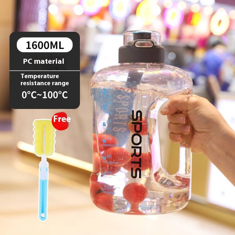 1.6L/2.5L/4L Large Capacity Sports Water Bottle – BPA-Free PC, Leak-Proof, With Carry Handle & Bonus Accessories (Brush, Strap, Straw)_voghion.com