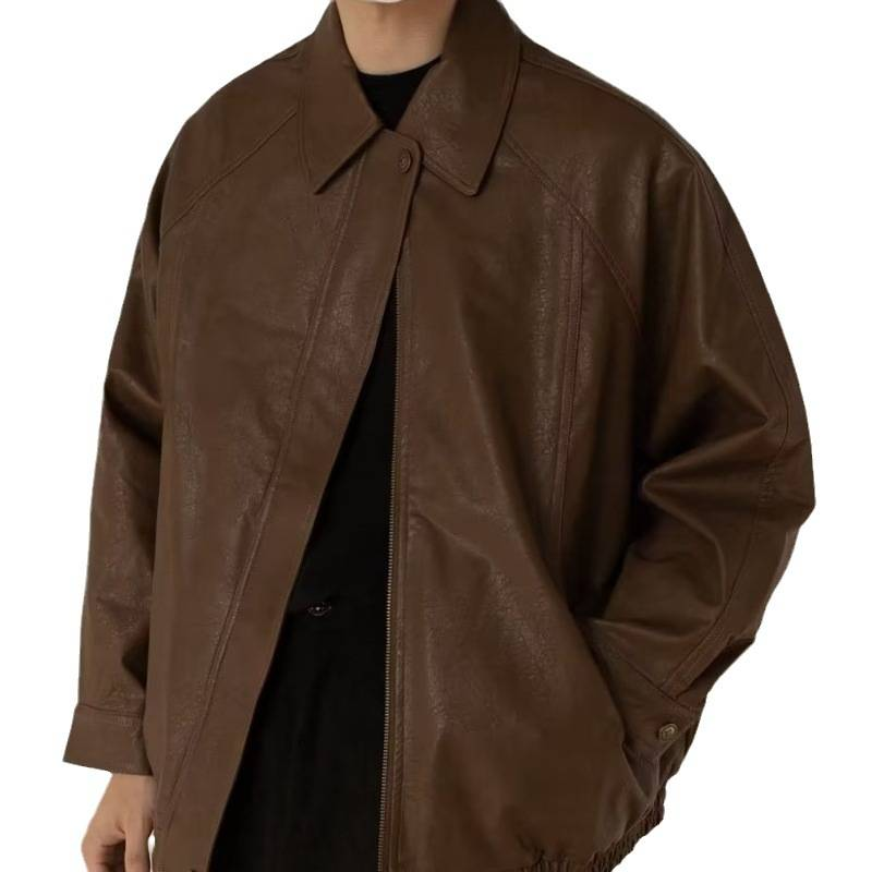 Unisex Vintage Biker Jacket – Retro Corduroy & Rabbit Wool Blend (M-3XL, Stand Collar, Urban Rider Aesthetic For Fall Adventures)_voghion.com