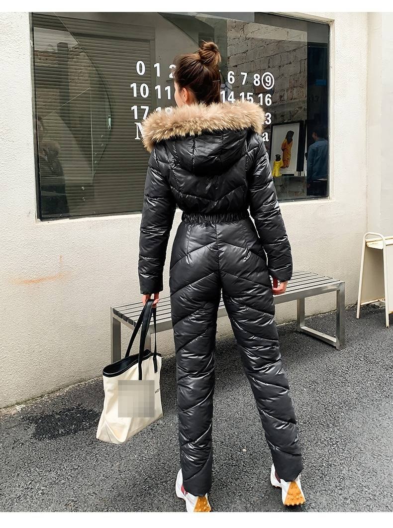 Women's Winter Hooded Puffer Coat With Removable Faux Fur Trim, Thickened Insulated Long Jacket For Skiing & Outdoor Activities_voghion.com